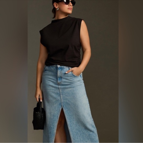 Anthropologist Maeve Mock-Neck Shell Top in Black 💕 - Picture 5 of 5